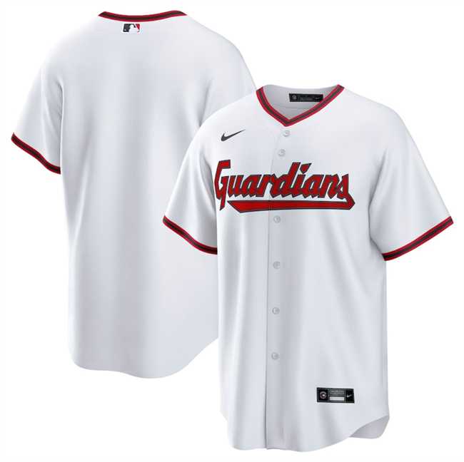 Mens Cleveland Guardians Blank White Cool Base Limited Stitched Jersey Dzhi